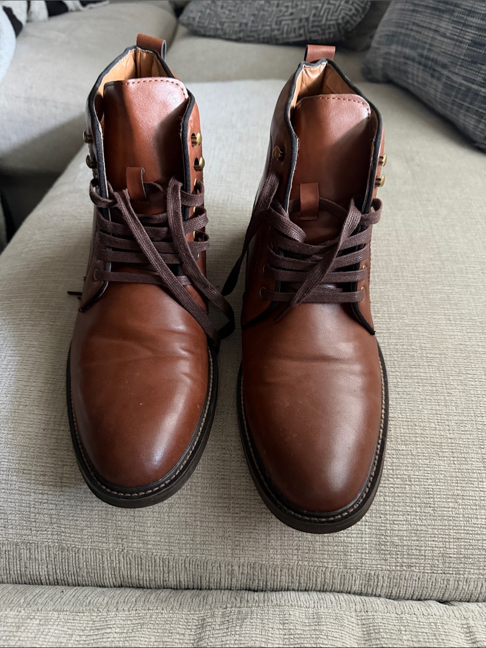 Men's Brown Leather Lace-Up Boots